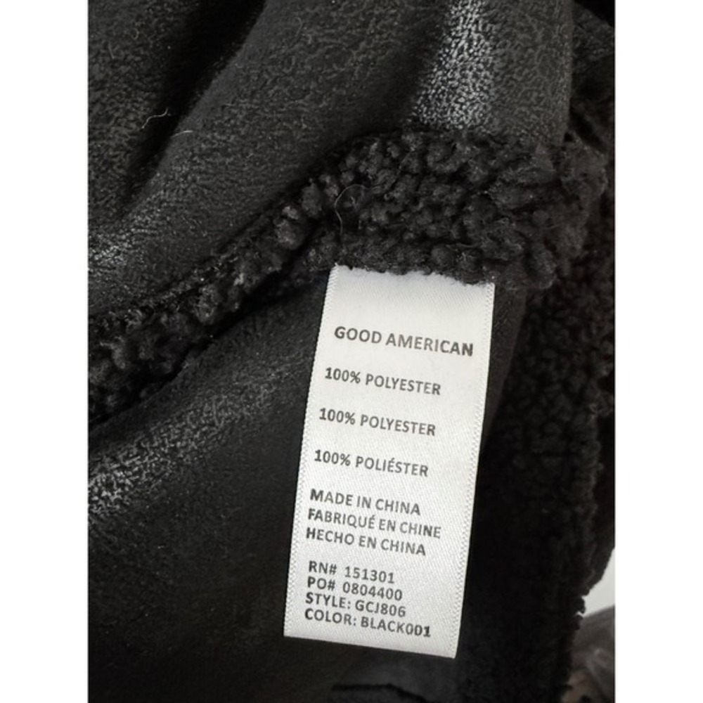 Good‎ American Black Sherpa Teddy Fleece Shacket Oversized Jacket Coat - Picture 3 of 6